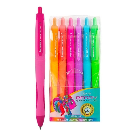 Długopis żelowy display 6 sztuk 0,7mm Serve