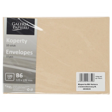 Koperta B6 b6 nature ciemnobeżowy k beżowa [mm:] 125x176 Galeria Papieru (280820) 10 sztuk
