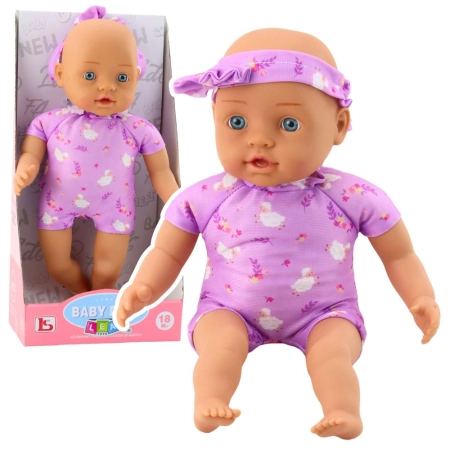 Lalka Niemowlę w Fioletowym Body Miękki Brzuszek Opaska Z Kokardką 31 cm [mm:] 310 Lean (24434)