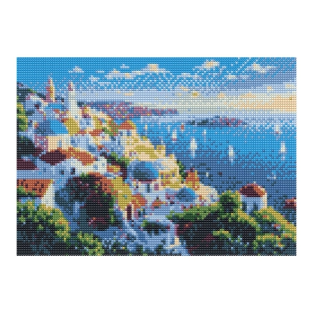 Zestaw kreatywny Diamentowa mozaika 30x40cm Wybrzeże Santorini Flamingo Line (8(2))