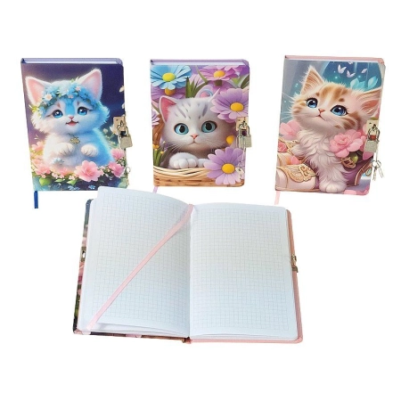Notes (notatnik) A5 kotki z kłódką krata Adar (588745)