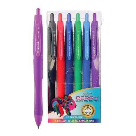 Długopis żelowy display 6 sztuk 0,7mm Serve
