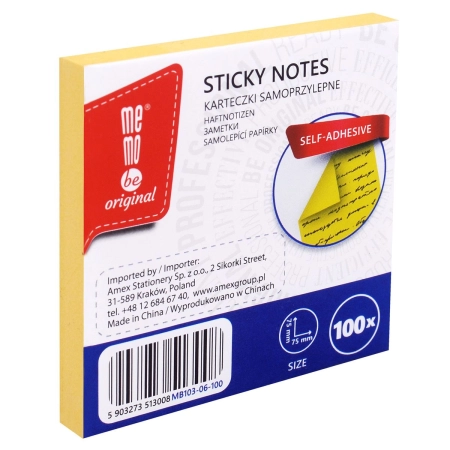 Notes samoprzylepny (karteczki) żółte Memobe (MB103-06-100)