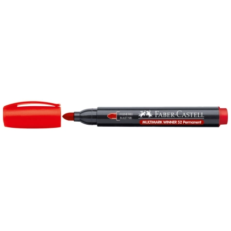 Marker permanentny wkład czerwony okrągła końcówka Faber Castell