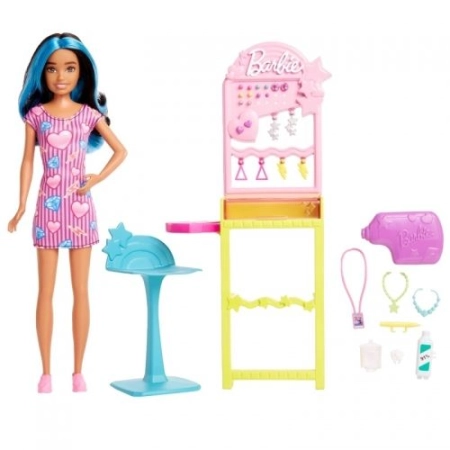 Lalka Skipper zestaw przekłuwanie uszu Barbie (HKD78)