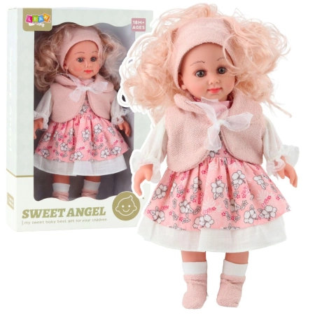 Lalka Sweet Angel W Różowej Sukience W Kwiatki Bezrękawnik Opaska [mm:] 360 Lean (23374)