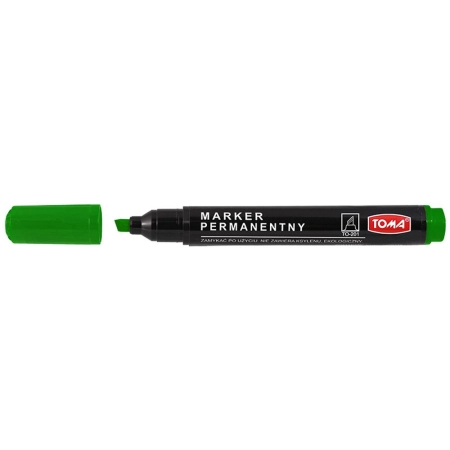 Marker permanentny wkład zielony ścięta końcówka Toma