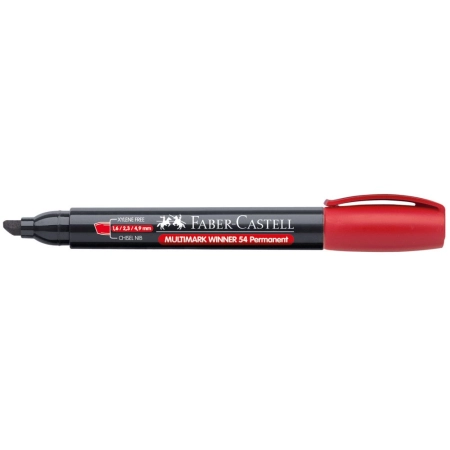 Marker permanentny wkład czerwony ścięta końcówka Faber Castell