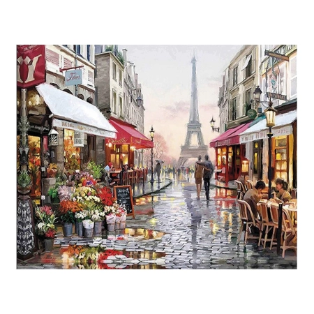 Zestaw kreatywny Diamentowa mozaika 30x40cm Ulica w Paryżu Flamingo Line (6)