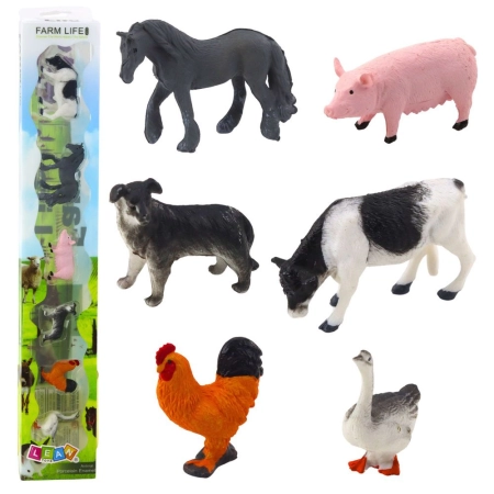 Figurka Mini Figurki Krowa Koń Świnia Pies Kogut Gęś 3-5cm 6szt. Lean (23291)