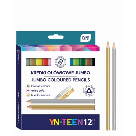 Kredki ołówkowe YN TEEN jumbo 12 kol. Interdruk
