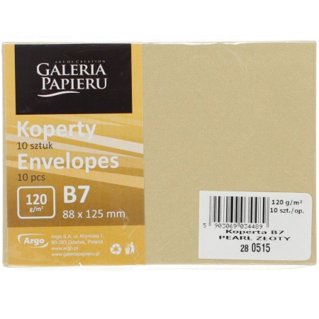 Koperta B7 pearl złoty p złota Galeria Papieru (280515) 10 sztuk